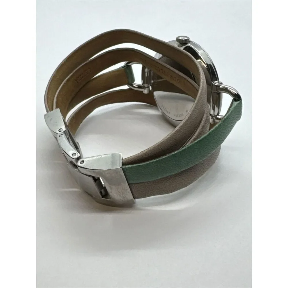 Fossil Georgia ES3224 Women's Beige and Teal Leather Analog Dial Watch JNA313
